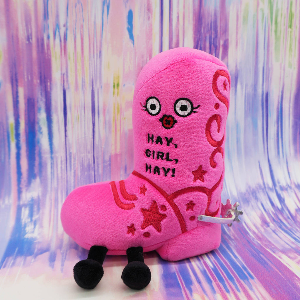 "Hay Girl Hay" Pink Cowboy Boot Plushie