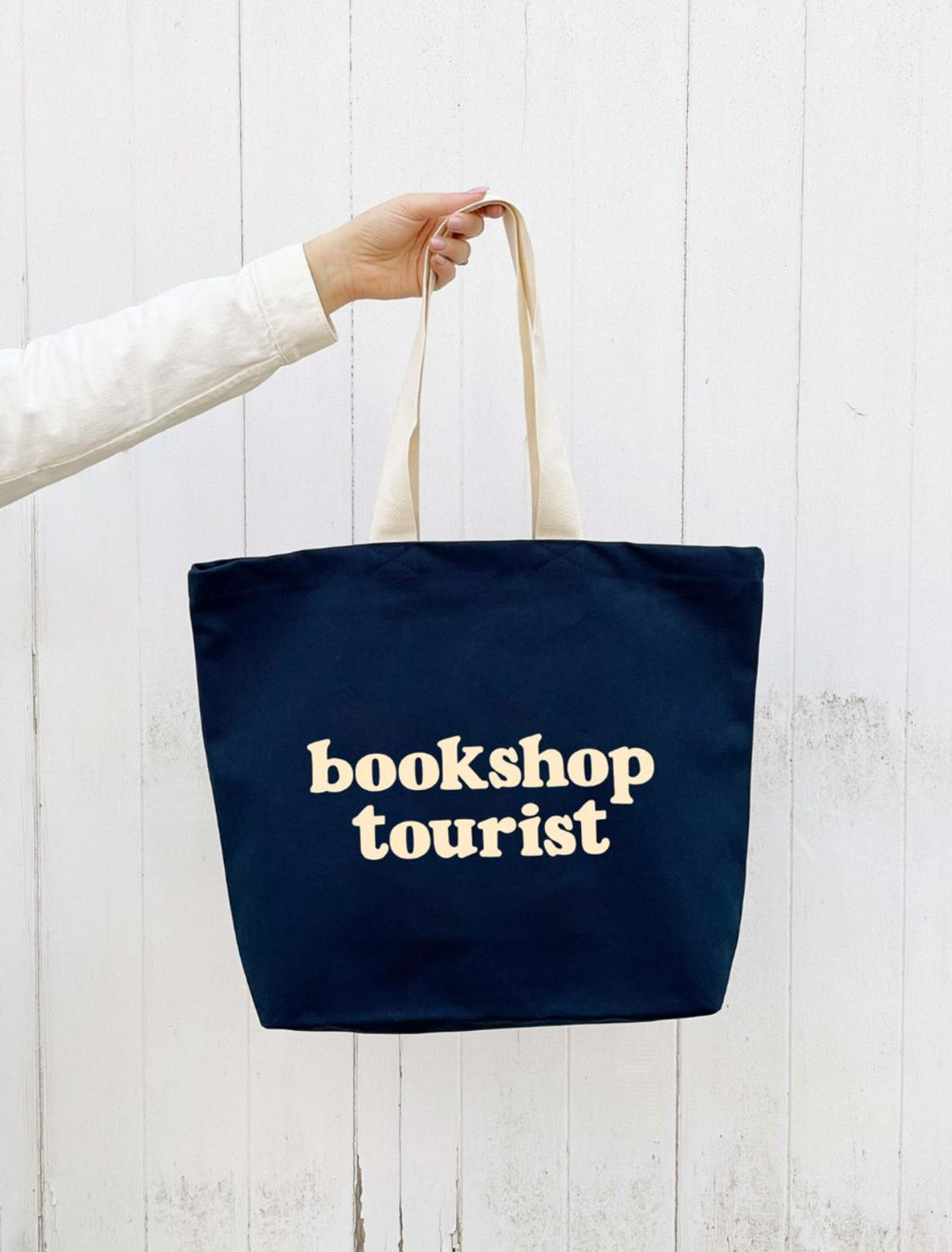Midnight Blue ‘Bookshop Tourist’ Thick Canvas Bag, UK Made