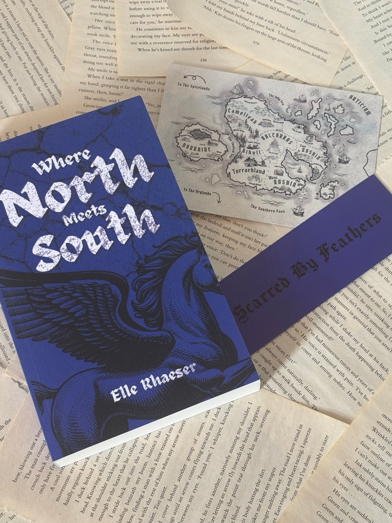 When North Meets South by Elle Rhaeser Signed Edition with artwork postcard and bookmark