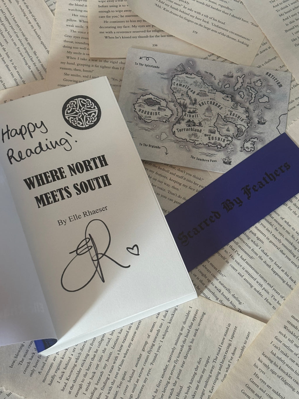 When North Meets South by Elle Rhaeser Signed Edition with artwork postcard and bookmark