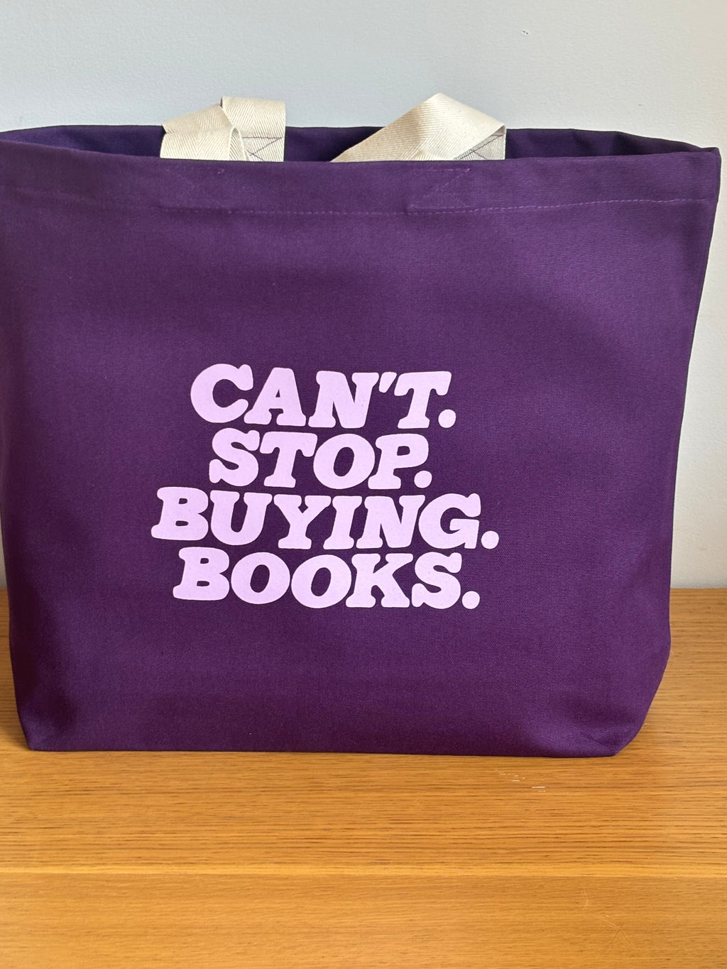 Plum ‘I Can’t Stop Buying Books’ Thick Canvas Bag, UK Made