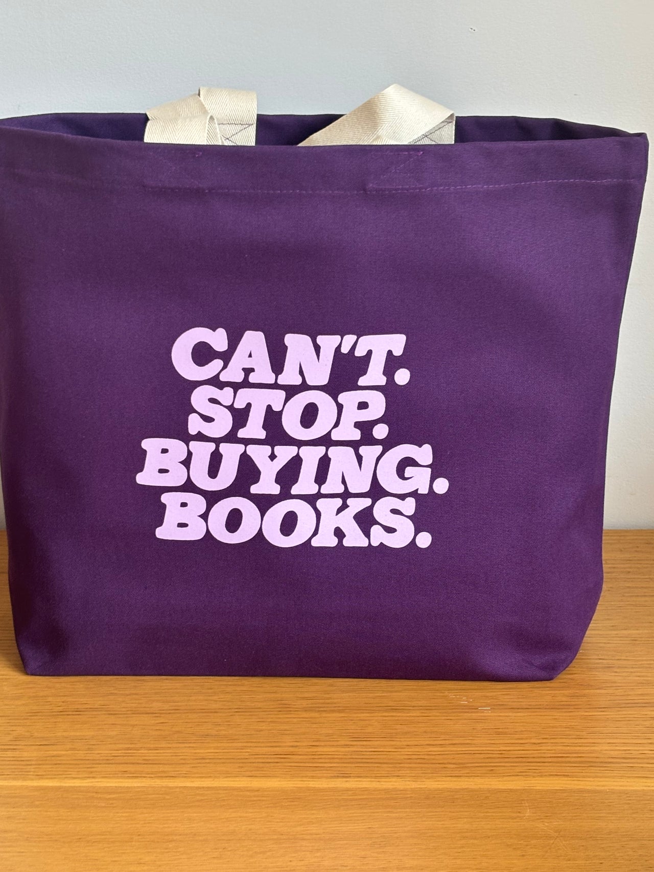 Plum ‘I Can’t Stop Buying Books’ Thick Canvas Bag, UK Made