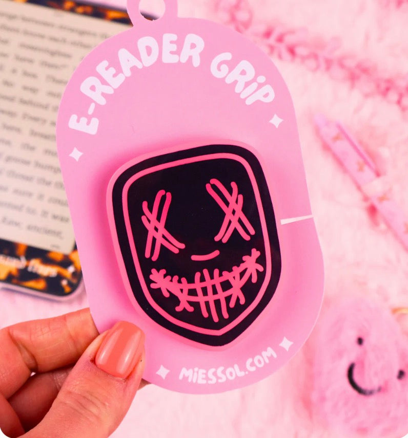 Masked Man Neon Pink Glow In The Dark MagSafe Acrylic E-Reader Grip