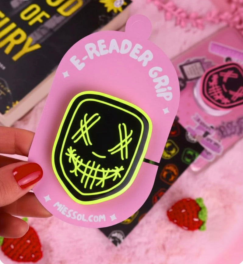 Masked Man Neon Yellow Glow In The Dark MagSafe Acrylic E-Reader Grip