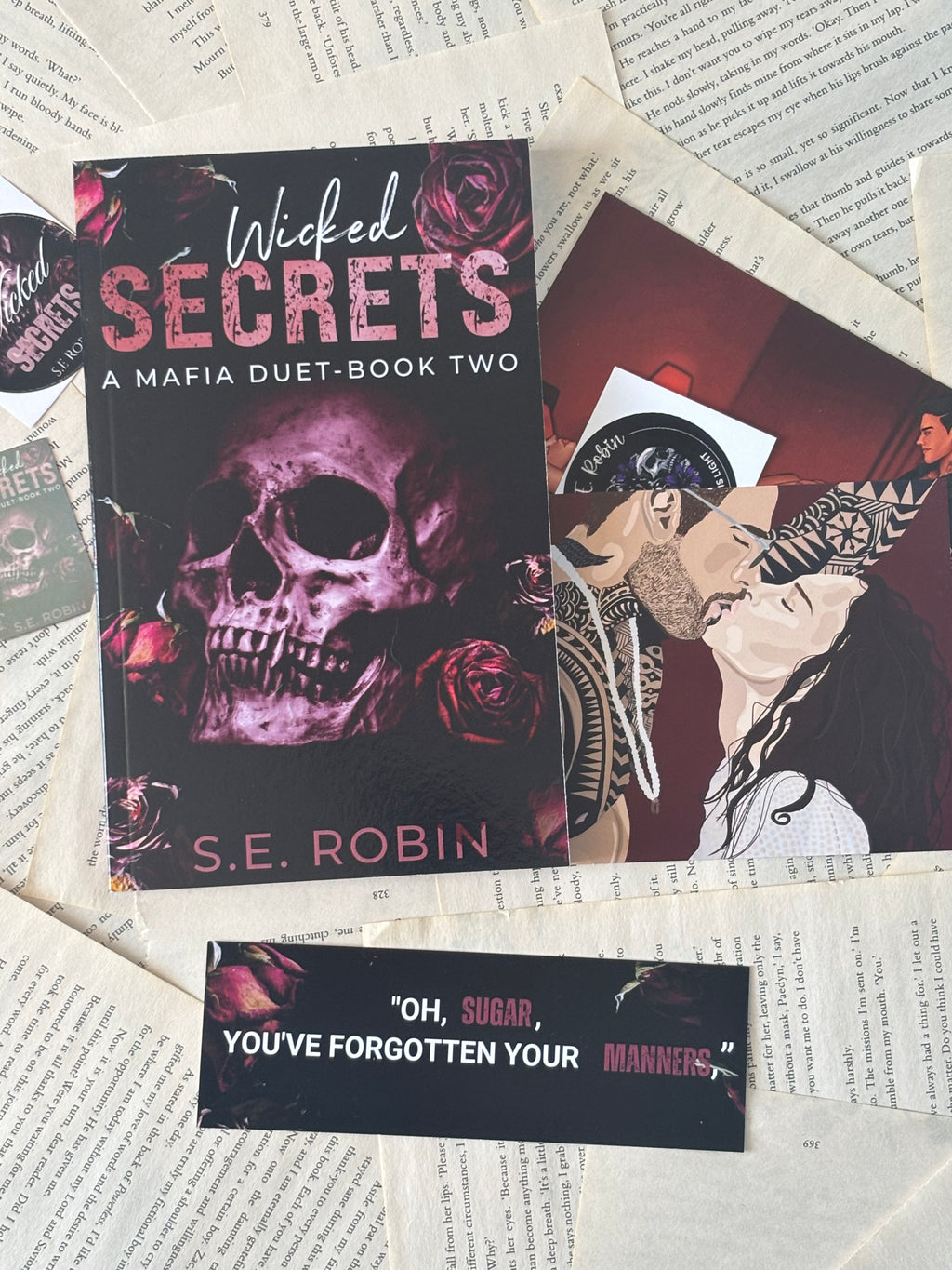 Wicked Secrets by S.E Robin Signed Edition with NSFW artwork postcard, bookmark and stickers
